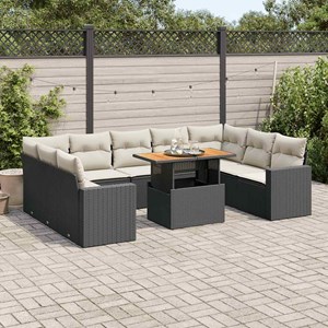Maison exclusive - salon de jardin 10 pcs avec coussins noir résine tressée
