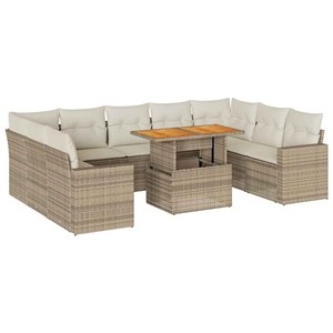 Maison exclusive - salon de jardin avec coussins 10 pcs beige résine tressée
