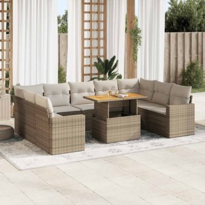 Maison exclusive - salon de jardin avec coussins 10 pcs beige résine tressée