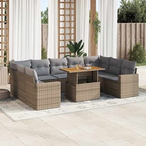 Maison exclusive - salon de jardin avec coussins 10 pcs beige résine tressée