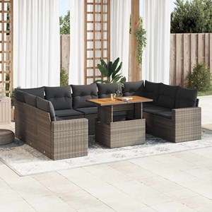 Maison exclusive - salon de jardin avec coussins 10 pcs gris résine tressée