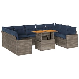 Maison exclusive - salon de jardin avec coussins 10 pcs gris résine tressée