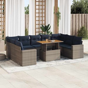 Maison exclusive - salon de jardin avec coussins 10 pcs gris résine tressée