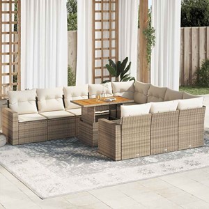 Maison exclusive - salon de jardin 11 pcs avec coussins beige résine tressée