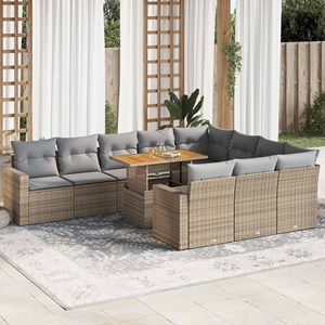 Maison exclusive - salon de jardin 11 pcs avec coussins beige résine tressée