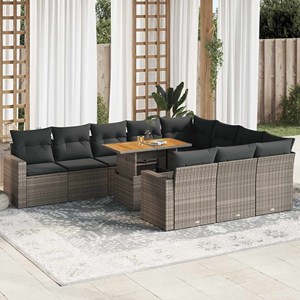 Maison exclusive - salon de jardin 11 pcs avec coussins gris résine tressée