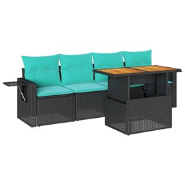 Maison exclusive - salon de jardin 5 pcs avec coussins noir résine tressée
