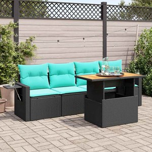Maison exclusive - salon de jardin 5 pcs avec coussins noir résine tressée