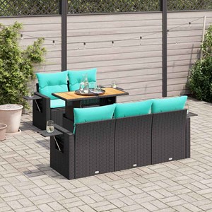 Maison exclusive - salon de jardin 6 pcs avec coussins noir résine tressée