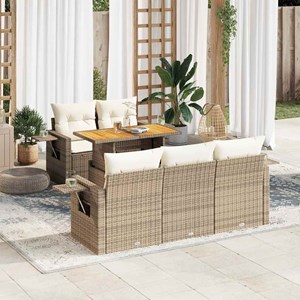 Maison exclusive - salon de jardin avec coussins 6 pcs beige résine tressée