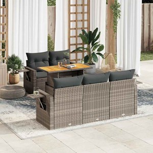 Maison exclusive - salon de jardin 6 pcs avec coussins gris résine tressée
