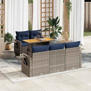 Maison exclusive - salon de jardin 6 pcs avec coussins gris résine tressée