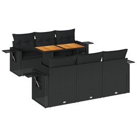 Maison exclusive - salon de jardin 7 pcs avec coussins noir résine tressée