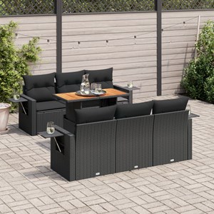 Maison exclusive - salon de jardin 7 pcs avec coussins noir résine tressée