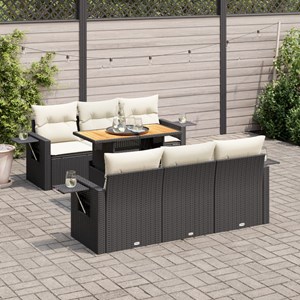 Maison exclusive - salon de jardin 7 pcs avec coussins noir résine tressée