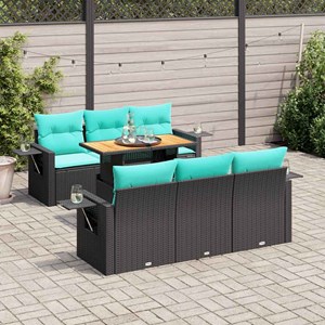 Maison exclusive - salon de jardin 7 pcs avec coussins noir résine tressée