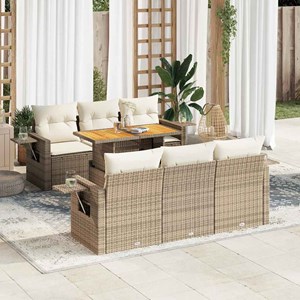 Maison exclusive - salon de jardin avec coussins 7 pcs beige résine tressée