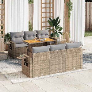 Maison exclusive - salon de jardin avec coussins 7 pcs beige résine tressée