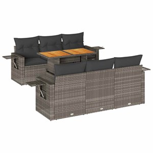Maison exclusive - salon de jardin avec coussins 7 pcs gris résine tressée