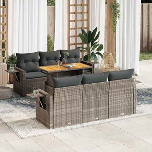 Maison exclusive - salon de jardin avec coussins 7 pcs gris résine tressée