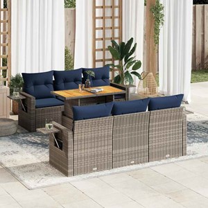 Maison exclusive - salon de jardin avec coussins 7 pcs gris résine tressée