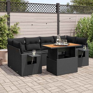 Maison exclusive - salon de jardin 7 pcs avec coussins noir résine tressée