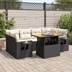 Maison exclusive - salon de jardin 7 pcs avec coussins noir résine tressée