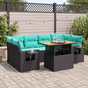 Maison exclusive - salon de jardin 7 pcs avec coussins noir résine tressée