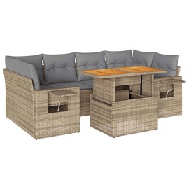 Maison exclusive - salon de jardin avec coussins 7 pcs beige résine tressée