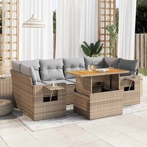 Maison exclusive - salon de jardin avec coussins 7 pcs beige résine tressée