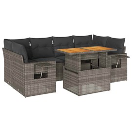 Maison exclusive - salon de jardin avec coussins 7 pcs gris résine tressée