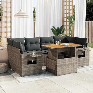 Maison exclusive - salon de jardin avec coussins 7 pcs gris résine tressée