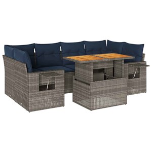 Maison exclusive - salon de jardin avec coussins 7 pcs gris résine tressée