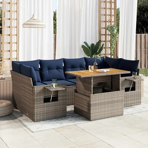 Maison exclusive - salon de jardin avec coussins 7 pcs gris résine tressée