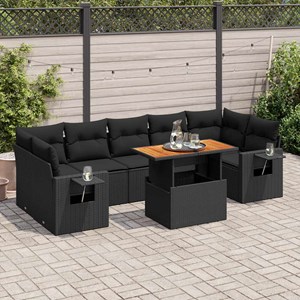 Maison exclusive - salon de jardin 8 pcs avec coussins noir résine tressée