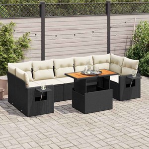 Maison exclusive - salon de jardin 8 pcs avec coussins noir résine tressée