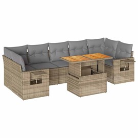 Maison exclusive - salon de jardin avec coussins 8 pcs beige résine tressée