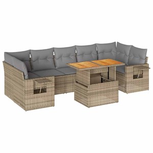 Maison exclusive - salon de jardin avec coussins 8 pcs beige résine tressée
