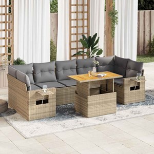 Maison exclusive - salon de jardin avec coussins 8 pcs beige résine tressée