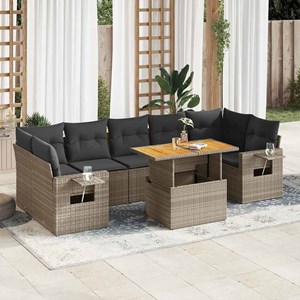 Maison exclusive - salon de jardin 8 pcs avec coussins gris résine tressée
