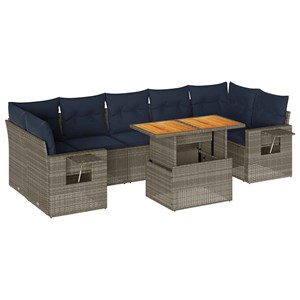 Maison exclusive - salon de jardin 8 pcs avec coussins gris résine tressée