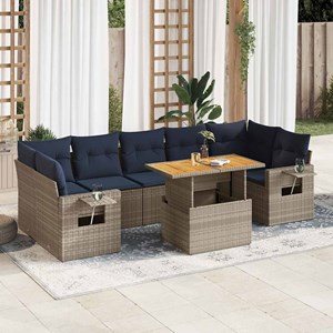 Maison exclusive - salon de jardin 8 pcs avec coussins gris résine tressée