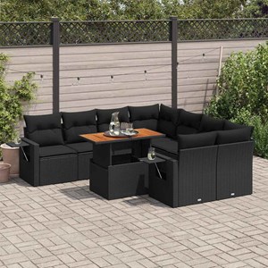 Maison exclusive - salon de jardin 9 pcs avec coussins noir résine tressée