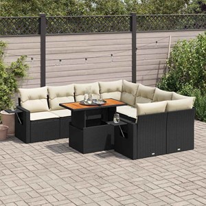 Maison exclusive - salon de jardin 9 pcs avec coussins noir résine tressée
