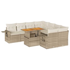 Maison exclusive - salon de jardin avec coussins 9 pcs beige résine tressée