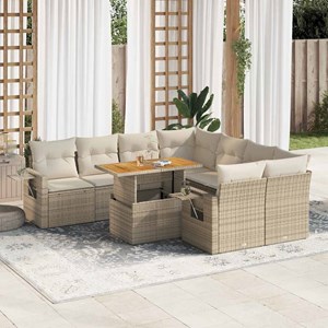 Maison exclusive - salon de jardin avec coussins 9 pcs beige résine tressée