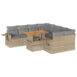 Maison exclusive - salon de jardin avec coussins 9 pcs beige résine tressée