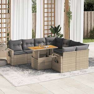 Maison exclusive - salon de jardin avec coussins 9 pcs beige résine tressée