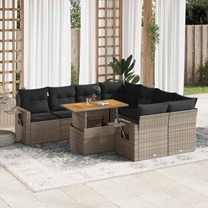 Maison exclusive - salon de jardin 9 pcs avec coussins gris résine tressée