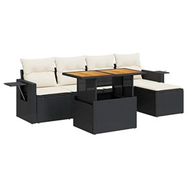 Maison exclusive - salon de jardin 6 pcs avec coussins noir résine tressée